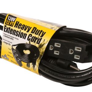Heavy Duty 3 Outlet Power Strip / Extension Cord, 120V, 12'