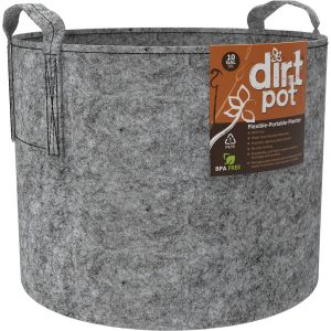 Dirt Pot Flexible Portable Planter, Grey, 10 gal, with handles