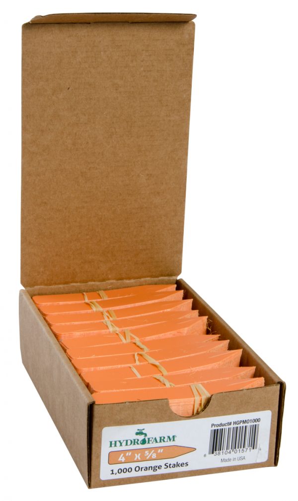 HGPMO1000_1.jpg Hydrofarm Plant Stake Labels, Orange, 4" x 5/8", case of 1000