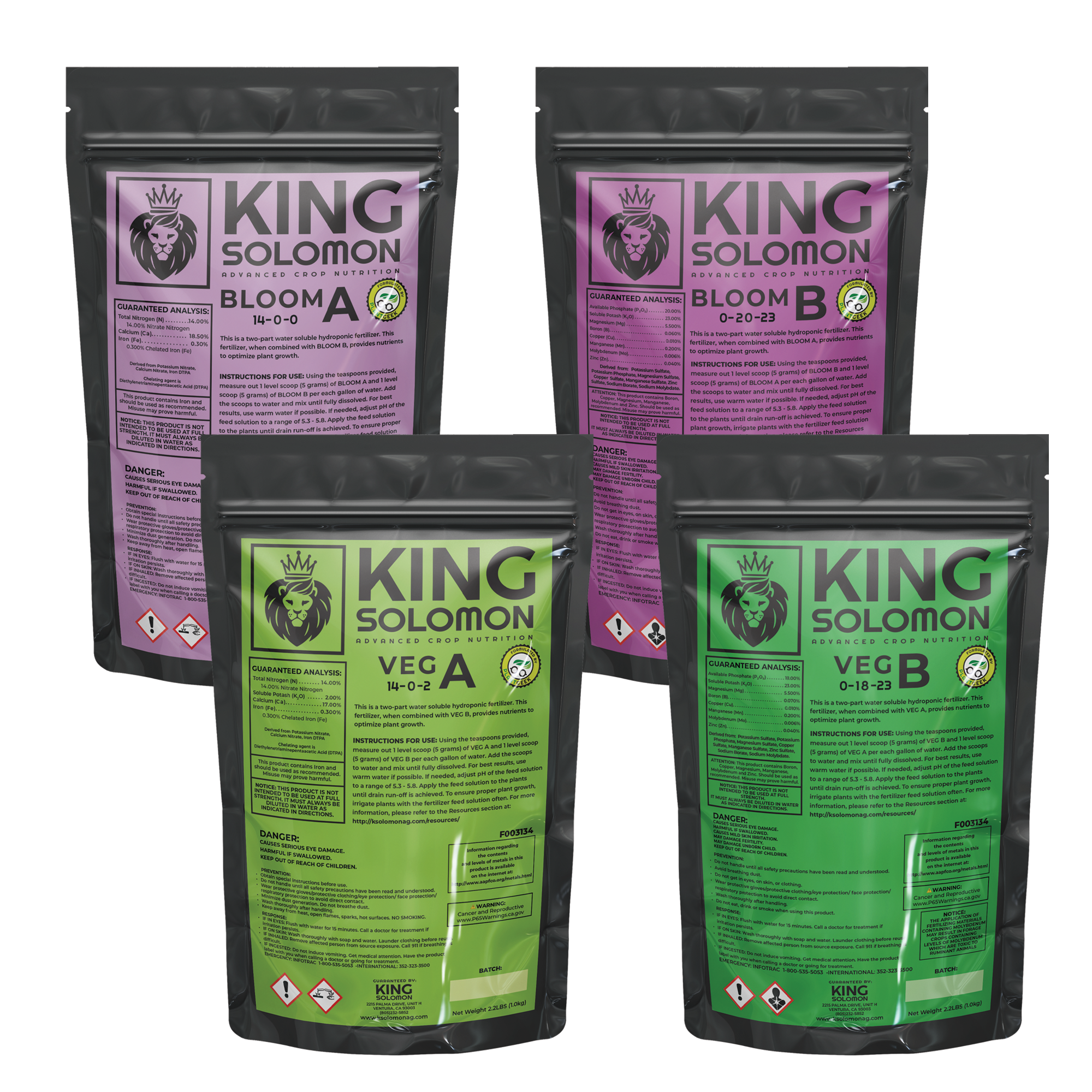 king Solomon Nutrients - Veg & Bloom - A & B - 2.2 lbs Full Set